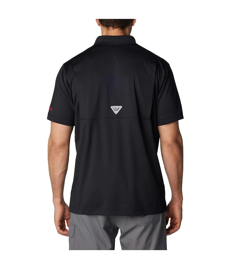 Men's Columbia Black Georgia Bulldogs Pfg Tamiami Omni-Shade Polo Shirt