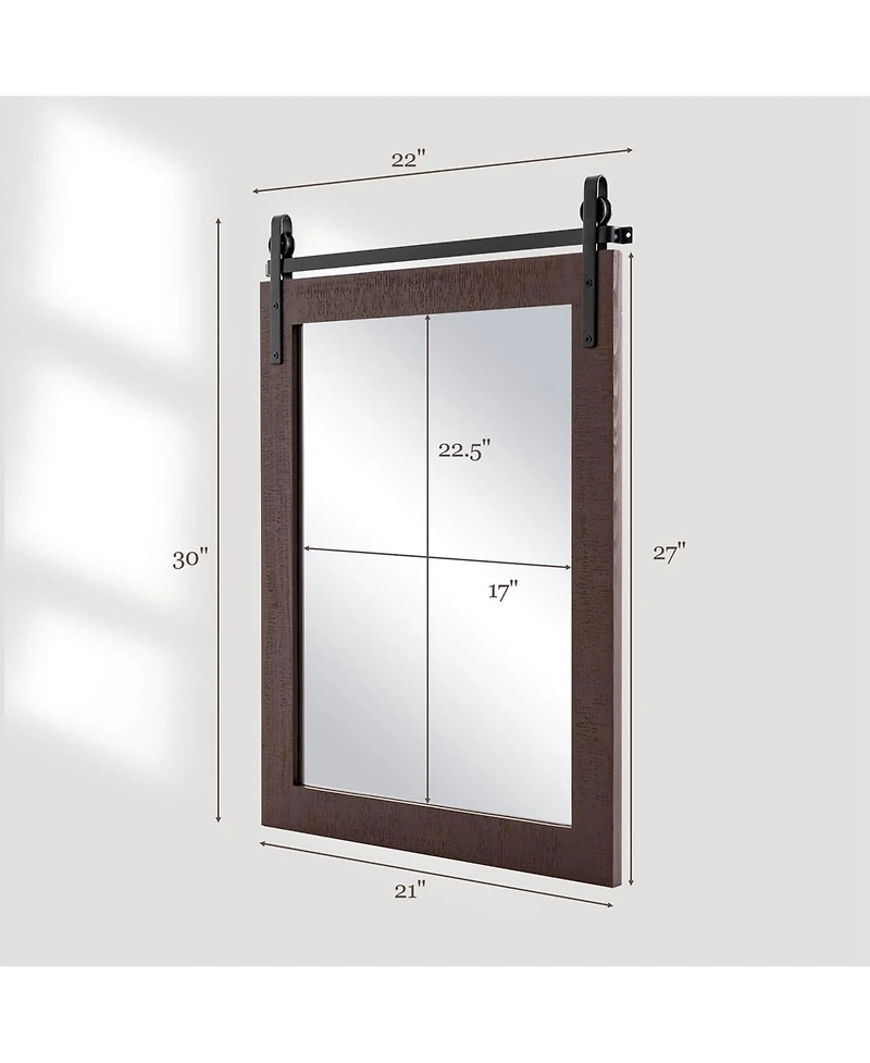 30''x22'' Wall Mount Mirror Decor Vanity Mirror Wood Frame Barn Door Style