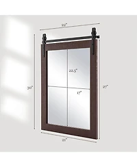 30''x22'' Wall Mount Mirror Decor Vanity Mirror Wood Frame Barn Door Style