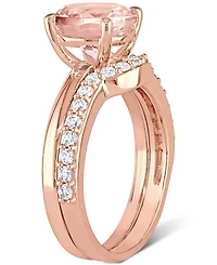 Morganite (1-3/4 ct. t.w.) & Lab-Grown White Sapphire (3/8 Bridal Set 10k Rose Gold