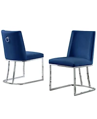 Best Quality Furniture 24" L x 19" W 34" H Velvet Upholstered Side Chairs with Chrome Legs, Set of 2