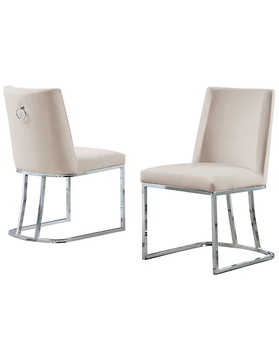 Best Quality Furniture 24" L x 19" W 34" H Velvet Upholstered Side Chairs with Chrome Legs, Set of 2