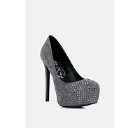 clarisse diamante faux suede high heeled pumps