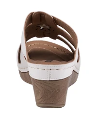 Gc Shoes Women's Spring Triple Band Flower Wedge Sandals