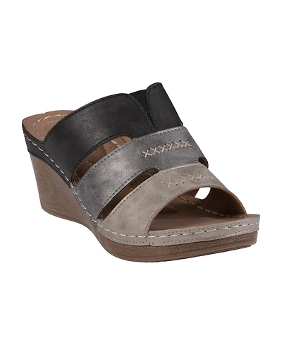 Gc Shoes Women's Delores Triple Band Wedge Sandals