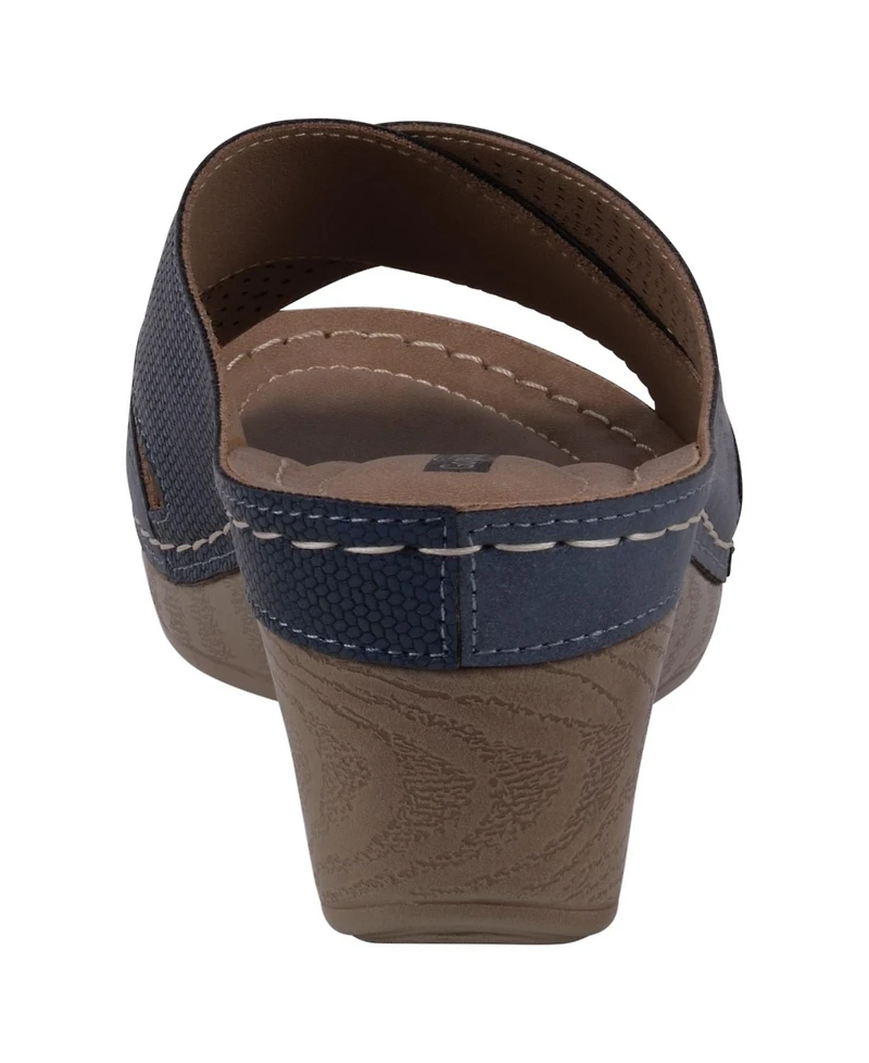 Gc Shoes Women's Hayden Perforated Contrast Cross Strap Wedge Sandals