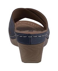 Gc Shoes Women's Hayden Perforated Contrast Cross Strap Wedge Sandals