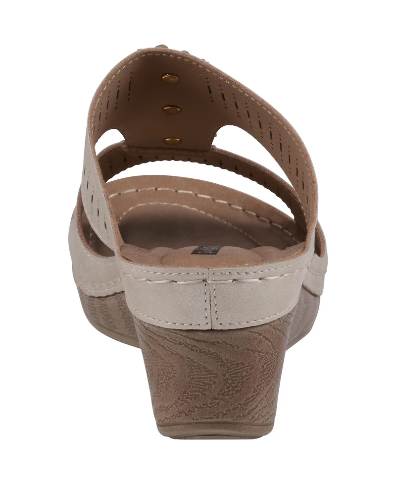 Gc Shoes Women's Lisette Flower Perforated Wedge Sandals