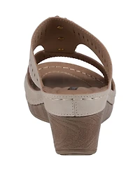 Gc Shoes Women's Lisette Flower Perforated Wedge Sandals