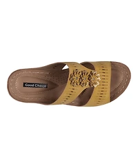 Gc Shoes Women's Lisette Flower Perforated Wedge Sandals