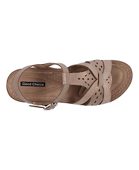 Gc Shoes Women's Darry Perforated T-Strap Slingback Wedge Sandals