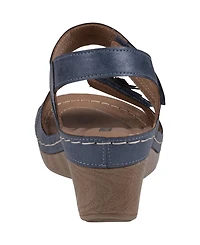 Gc Shoes Women's Tulip Stay-Put Double Band Flower Wedge Sandals