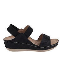 Gc Shoes Women's Tammy Embellished Elastic Double Band Wedge Sandals