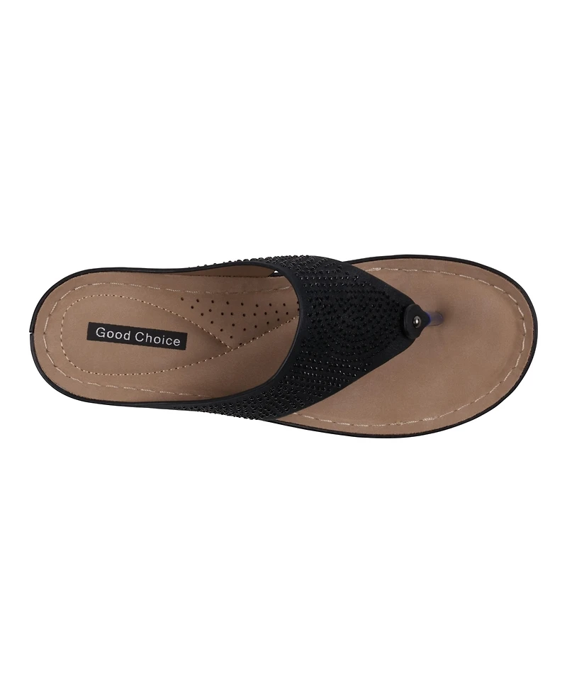 Gc Shoes Women's Wagner Embellished Thong Wedge Sandals