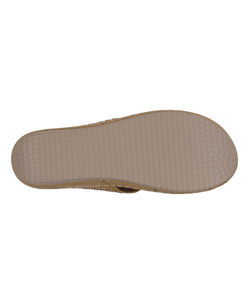 Gc Shoes Women's Santiago Perforated Studded Slip-On Wedge Sandals