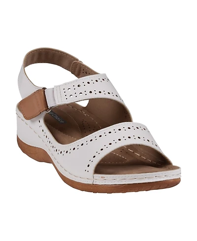 Gc Shoes Women's Foster Perforated Double Band Flat Sandals