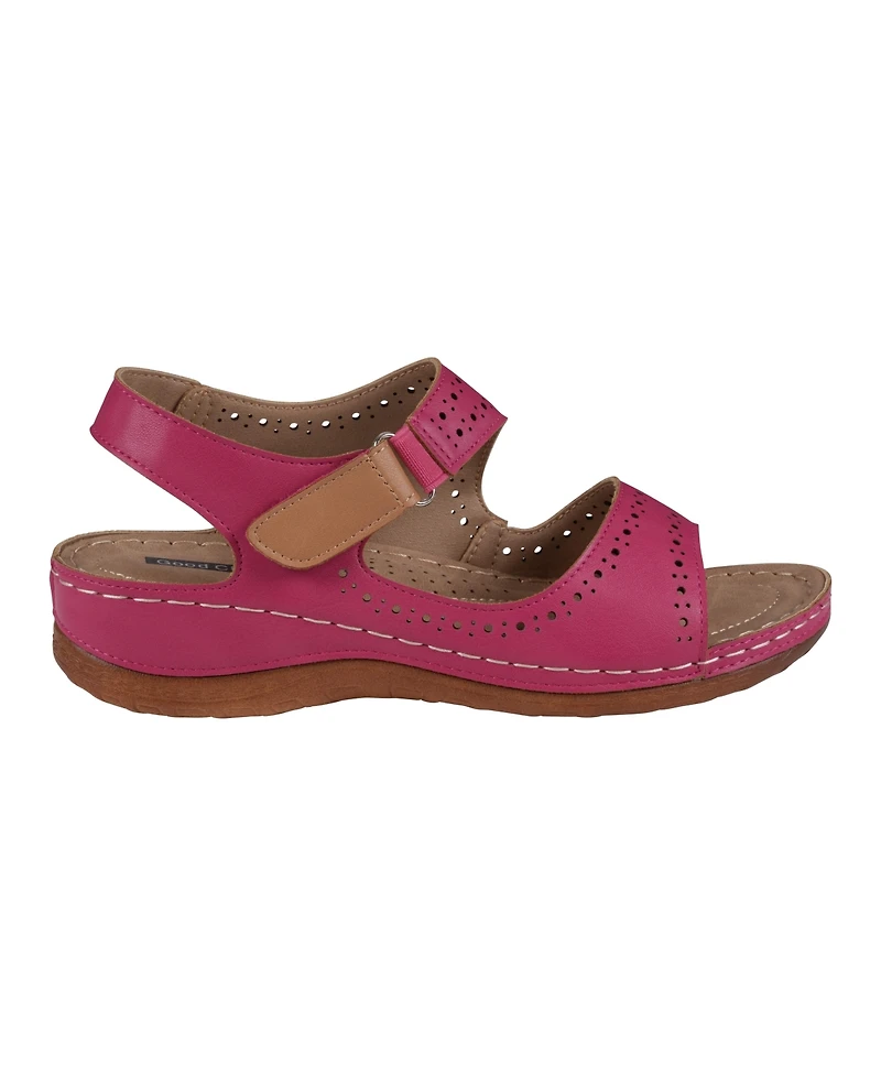 Gc Shoes Women's Foster Perforated Double Band Flat Sandals