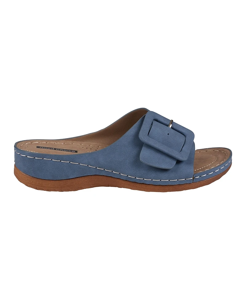 Gc Shoes Women's Hamden Buckle Comfort Flat Sandals