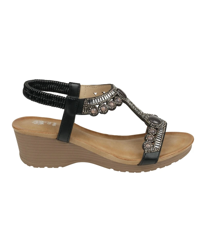 Gc Shoes Women's Fiah Jeweled Slingback Wedge Sandals