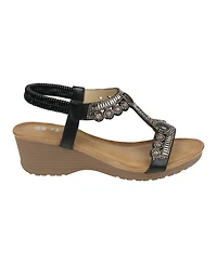Gc Shoes Women's Fiah Jeweled Slingback Wedge Sandals