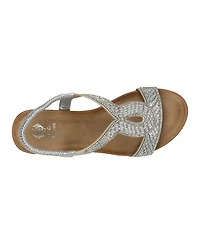 Gc Shoes Women's Celestia Embellished Cut Out Slingback Wedge Sandals