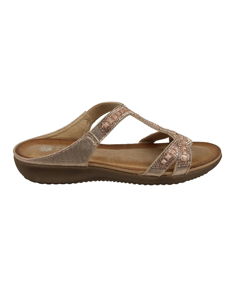 Gc Shoes Women's Alora Embellished Slide Flat Sandals
