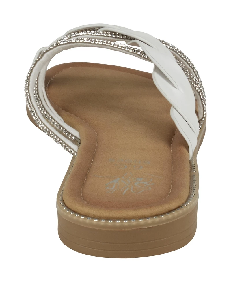 Gc Shoes Women's Jolie Strappy Embellished Slip On Flat Sandals