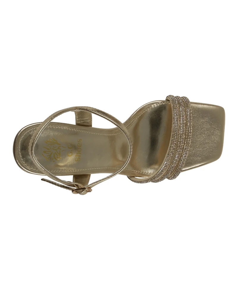 Gc Shoes Women's Tyra Embellished Block Heel Dress Sandals