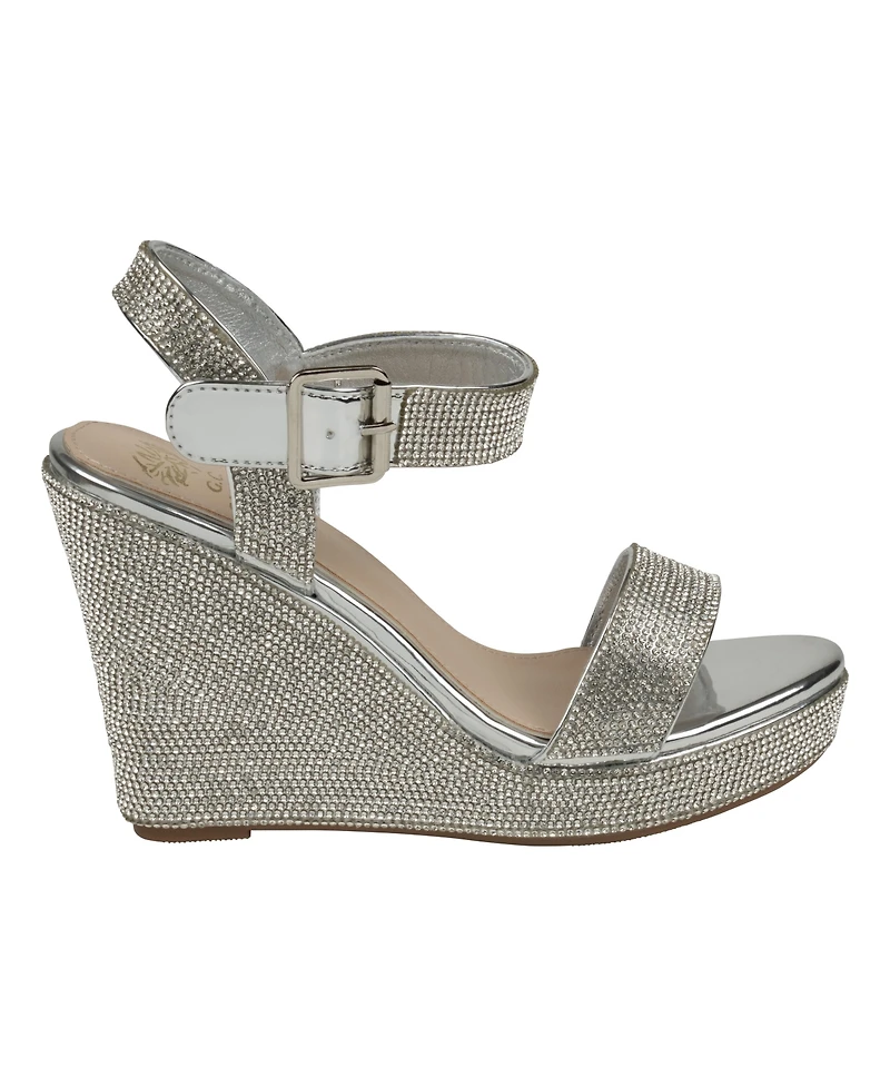 Gc Shoes Women's Betty Embellished Wedge Slingback Wedge Sandals