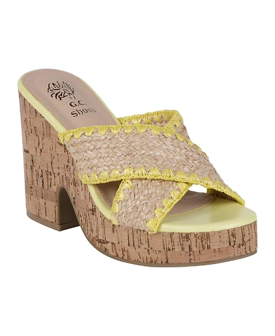 Gc Shoes Women's Elsa Woven Cork Heel Platform Sandals