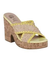Gc Shoes Women's Elsa Woven Cork Heel Platform Sandals