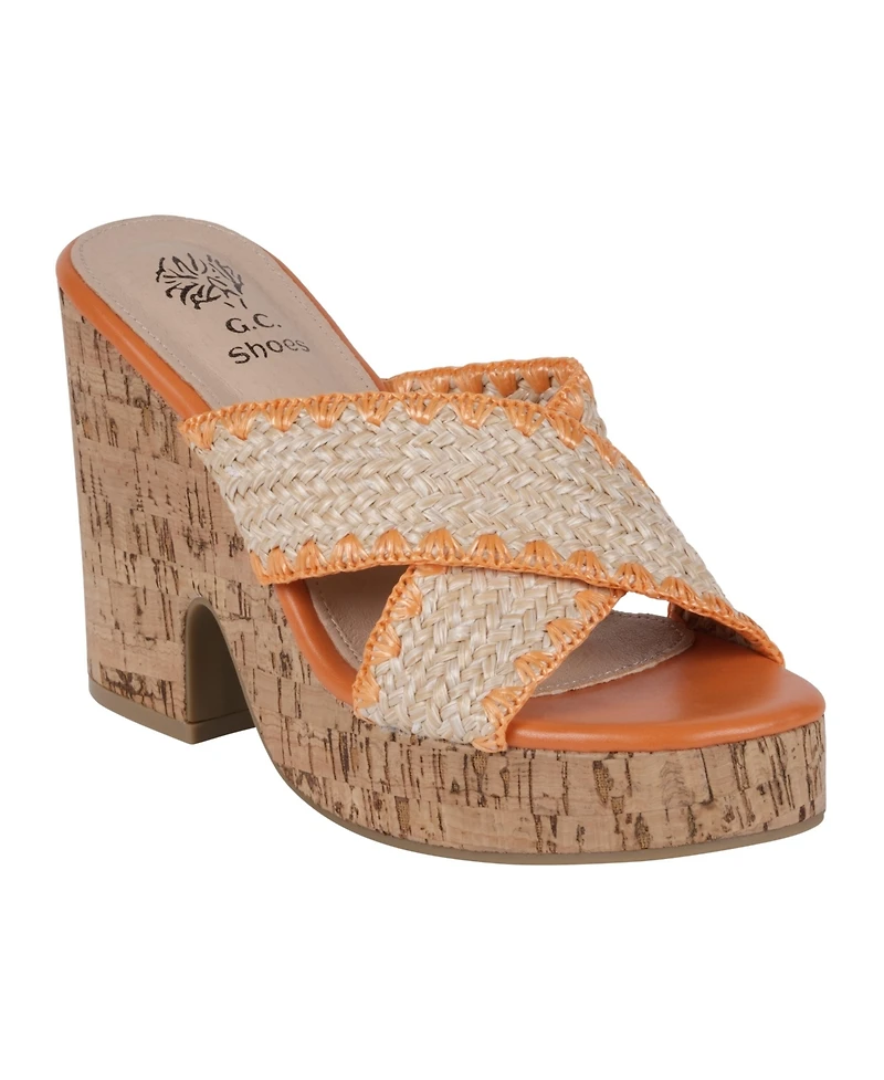 Gc Shoes Women's Elsa Woven Cork Heel Platform Sandals