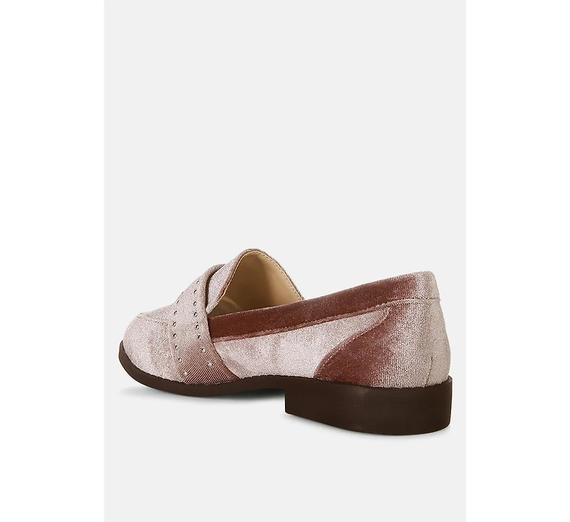 Walkin Stud Detail Velvet Loafers