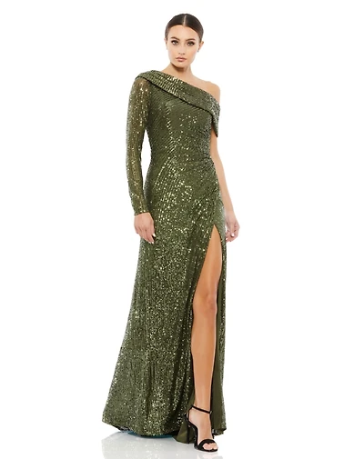 Women's Ieena Sequined Drop Shoulder Faux Wrap Gown