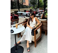 knope cross straps block heel sandals