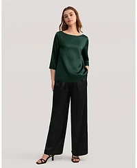 Lilysilk Women's 3/4 Sleeve Boat Neck Silk Blouse