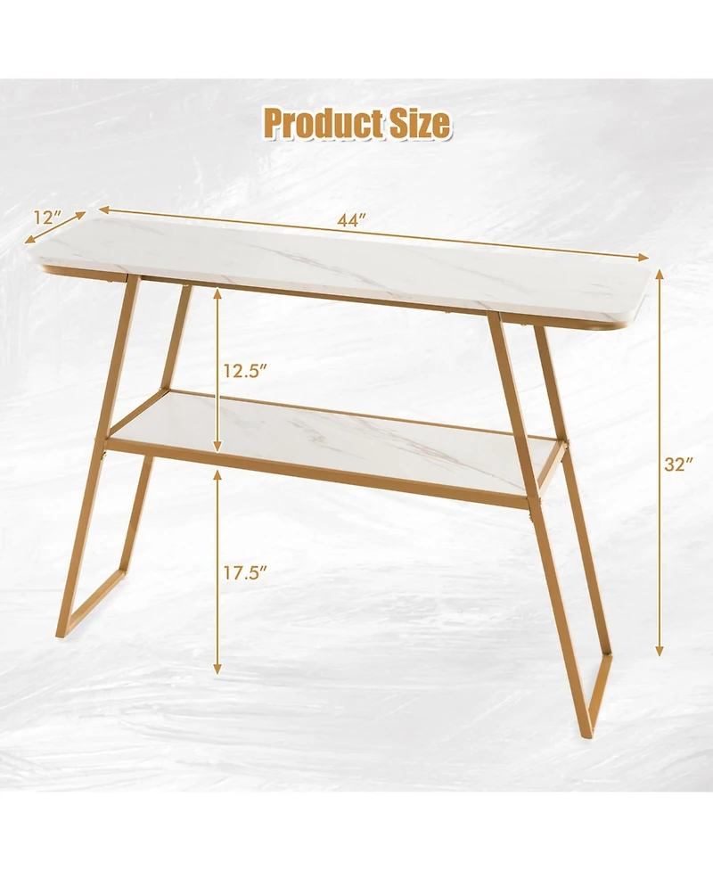 44'' Long Narrow Couch Table 2-Tier Console Table Entryway Table