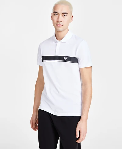 A|X Armani Exchange Men's Short Sleeve Chest Stripe Logo Polo Shirt, Created for Macy's