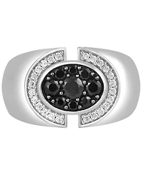 Men's Black Diamond & White Diamond (1 ct. t.w.) Ring in Sterling Silver