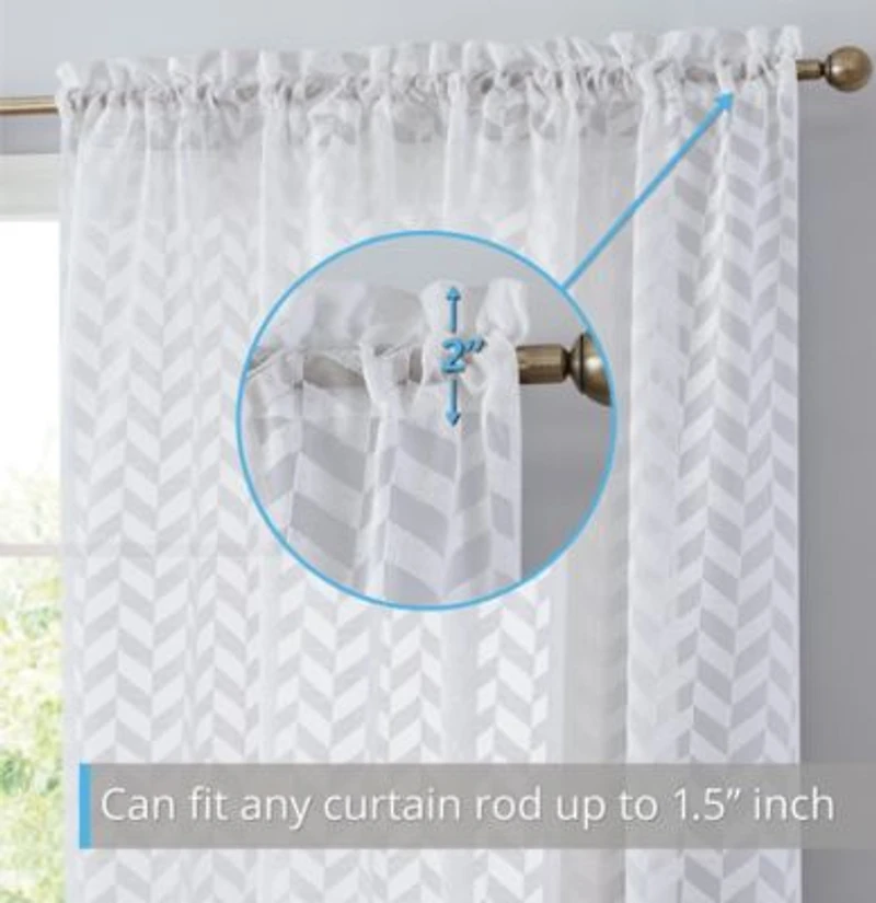 Hlc.Me Herringbone Thick Semi Sheer Premium Rod Pocket Window Curtain Panels For Bedroom Living Room Set Of 2