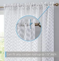 Hlc.Me Herringbone Thick Semi Sheer Premium Rod Pocket Window Curtain Panels For Bedroom Living Room Set Of 2