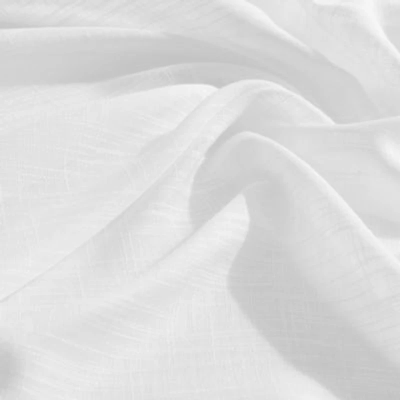 Hlc.Me Linda Faux Linen Textured Semi Sheer Privacy Sun Light Filtering Transparent Window Rod Pocket Long Thick Curtains Drapery Panels For Bedroom Living Room 2 Panels 54 W X 96 L Beige