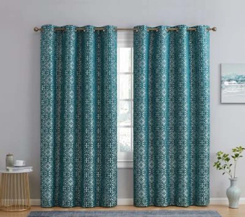 Hlc.Me Mia Moroccan Tile 100 Complete Blackout Heavy Thermal Insulated Heat Cold Uv Absorbing Grommet Curtain Drapery Panels For Bedroom Living Room 2 Panels