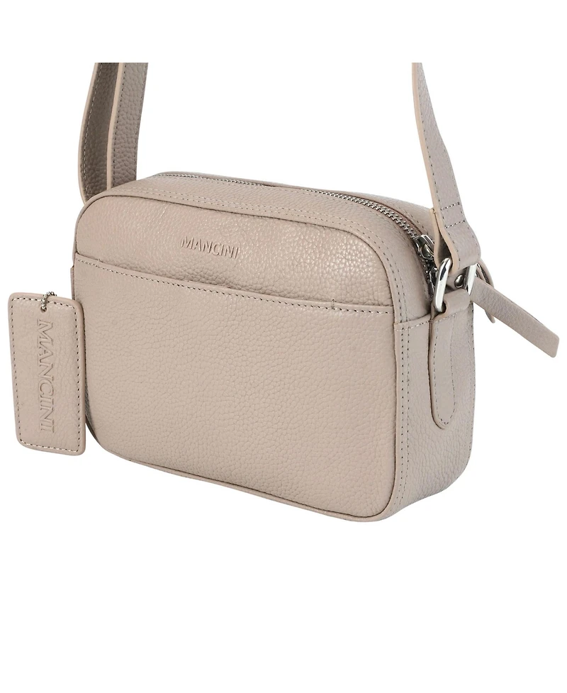 Mancini Pebbled Collection Clara Leather Small Crossbody Bag