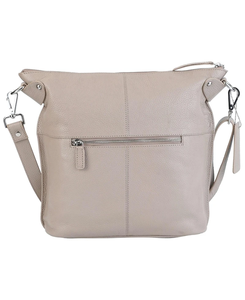 Mancini Pebbled Collection Susan Leather Crossbody Hobo Bag