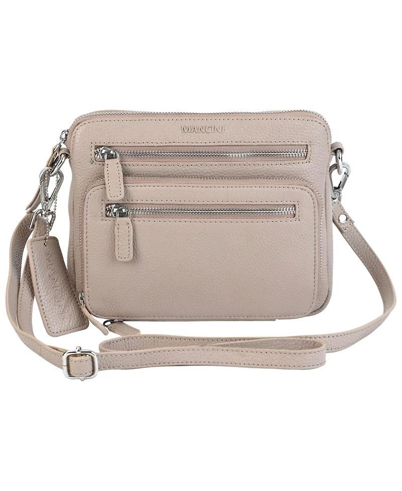 Mancini Pebbled Collection Valerie Leather Mini Crossbody Bag