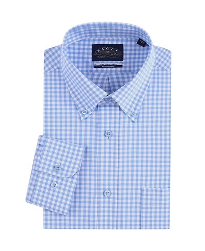 Eagle Men's Mini-Check Poplin Shirt with Stretch Collar