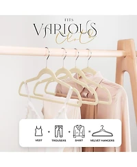 17.5 Inch Silver Hook Velvet Hangers Navy 60 Pack