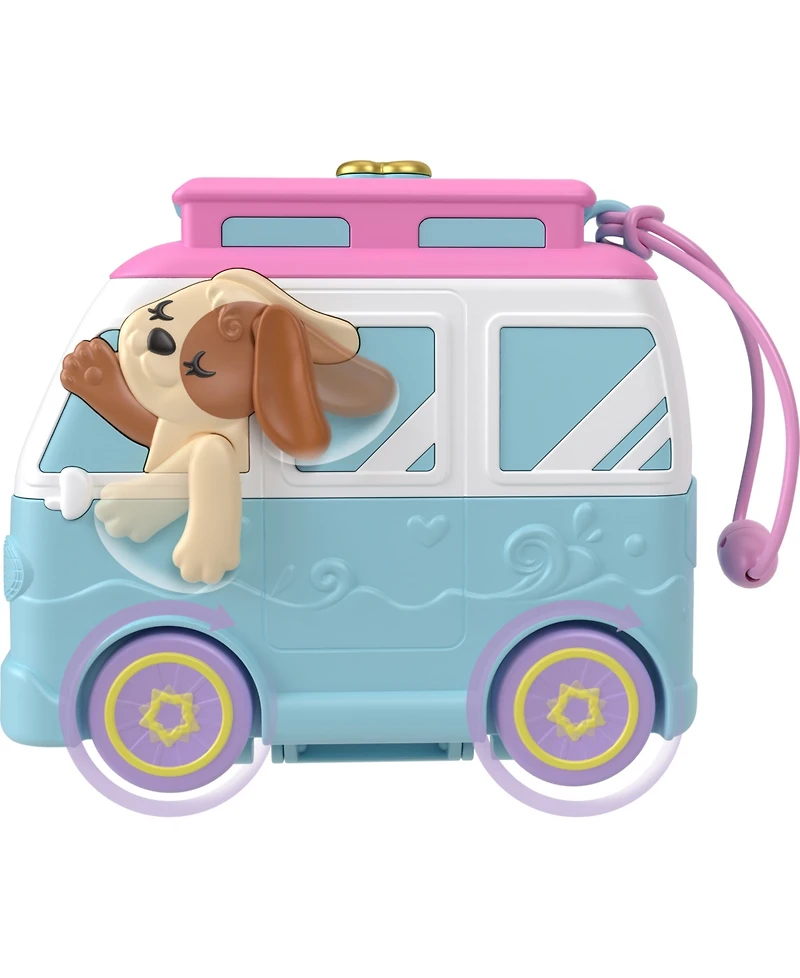 Polly Pocket Dolls and Playset, Travel Toys, Seaside Puppy Ride Compact