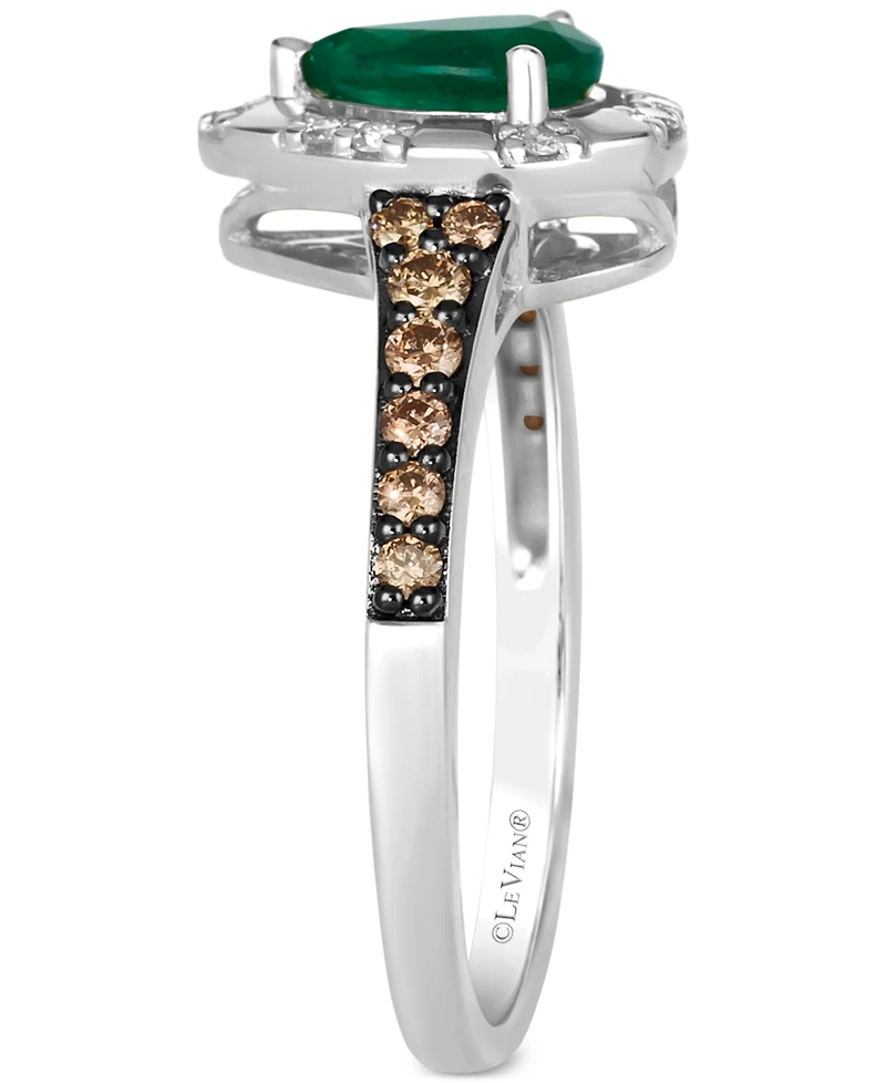 Le Vian Costa Smeralda Emeralds (1/2 ct. t.w.) & Diamond (1/4 ct. t.w.) Halo Ring in 14k White Gold